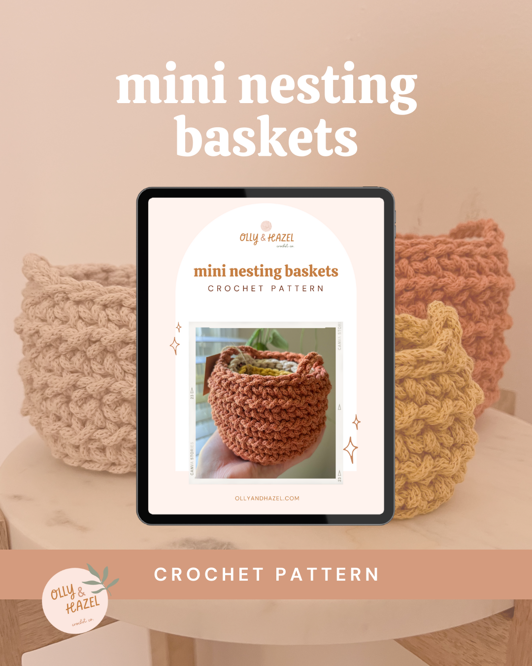 Mini Nesting Baskets Crochet Pattern | Pattern PDF Download