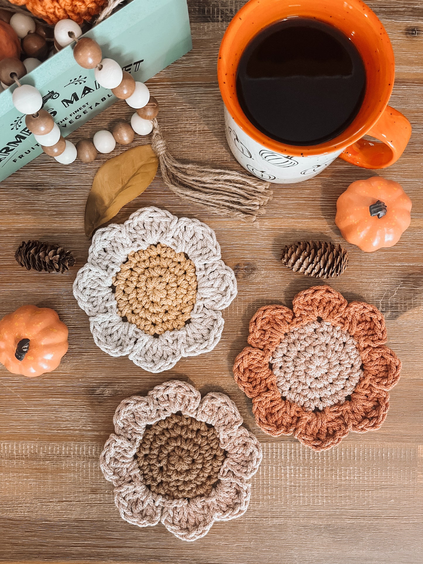Crochet Pattern Bundle | Chunky Boho Flower Coaster + Mini Nesting Baskets